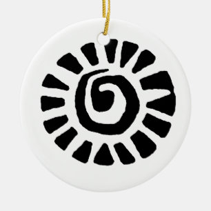 Mexican Indian Sun Ceramic Tree Decoration