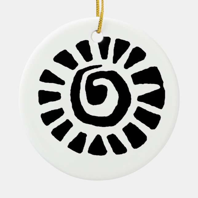 Mexican Indian Sun Ceramic Tree Decoration (Front)