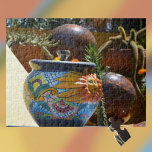 Mexican Inspired Garden Jigsaw Puzzle<br><div class="desc">This Mexican inspired garden  jigsaw puzzle with it's colorful water fountain and potted plants is a joy and challenge to be enjoyed.

This image is original photography by JLW_PHOTOGRAPHY</div>