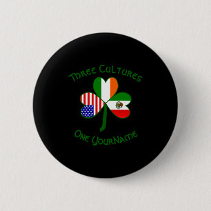 Mexican Irish American Flag Shamrock Personalized  6 Cm Round Badge