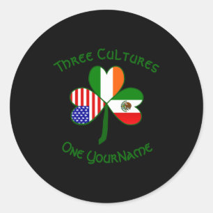 Mexican Irish American Flag Shamrock Personalized Classic Round Sticker