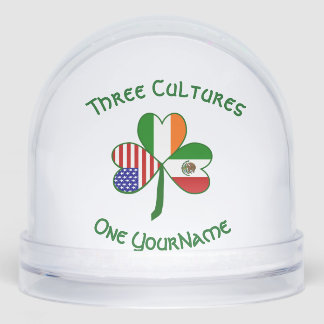 Mexican Irish American Flags Shamrock Personalised Snowglobe