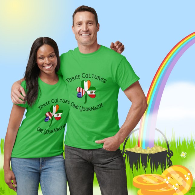 Mexican Irish American Flags Shamrock Personalised T-Shirt (Creator Uploaded)