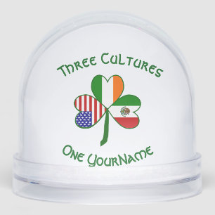 Mexican Irish American Flags Shamrock Personalized Snowglobe