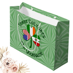 Mexican Irish USA Flag Shamrock Personalised Large Gift Bag