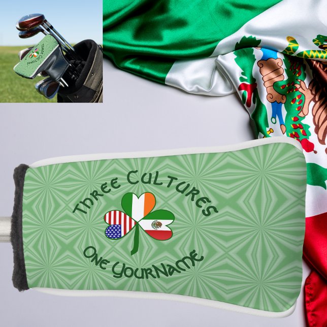 Mexican Irish USA Flags Shamrock Personalised  Golf Head Cover (Creator Uploaded)