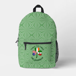 Mexican Irish USA Flags Shamrock Personalised Printed Backpack