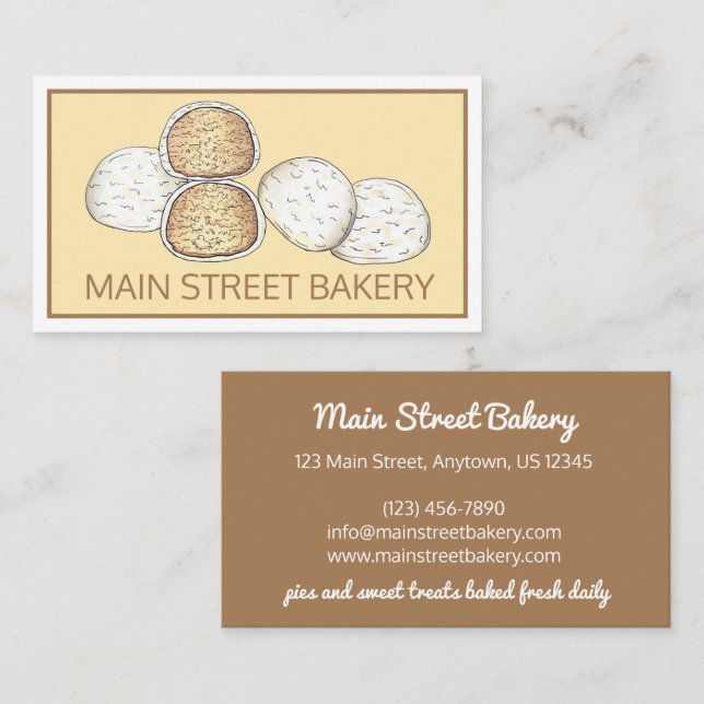 Mexican Italian Wedding Cookies Snowballs Bakery Business Card (Front/Back)