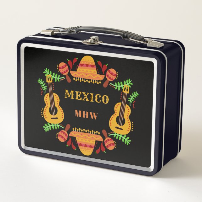 Mexican Items custom monogram lunch boxes (Front)