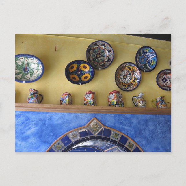 Mexican Kitchen plates and pottery Postcard (Front)