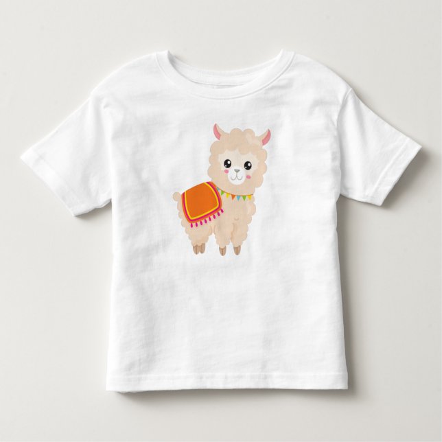 Mexican Llama, Cute Llama, Cute Alpaca, Baby Llama Toddler T-Shirt (Front)