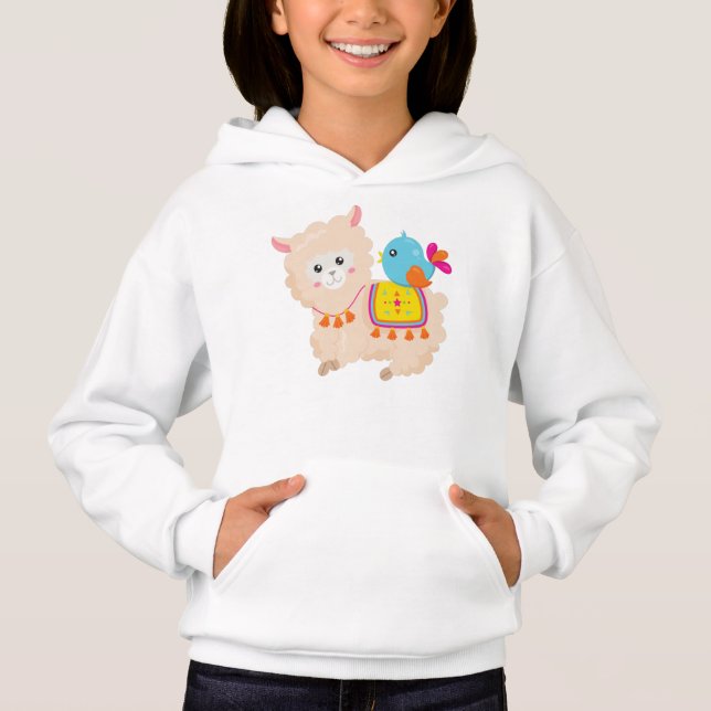 Mexican Llama, Cute Llama, Cute Alpaca, Blue Bird (Front)