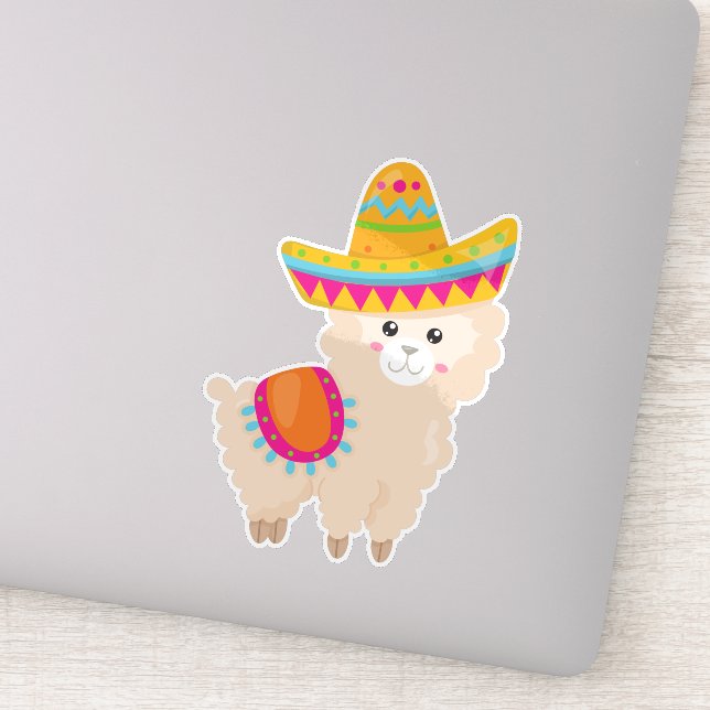 Mexican Llama, Cute Llama, Cute Alpaca, Sombrero (Detail)