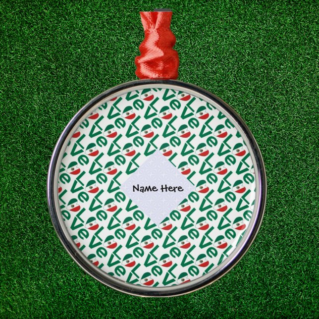 Mexican LOVE Tiled Green Metal Tree Decoration (Creator Uploaded)