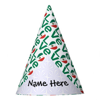 Mexican LOVE Tiled Green Party Hat
