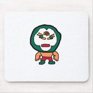 Mexican Lucha Libre Wrestler Handdrawn Cartoon Art Mouse Pad