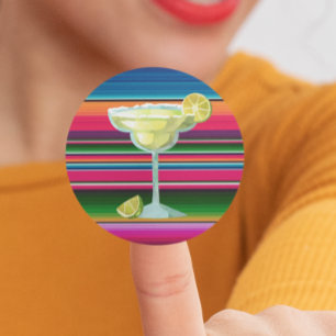 Mexican Margarita Blanket Sarape Limes Classic Round Sticker