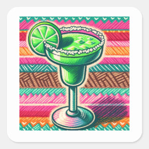 Mexican Margarita Colourful Fiesta Party Favours Square Sticker