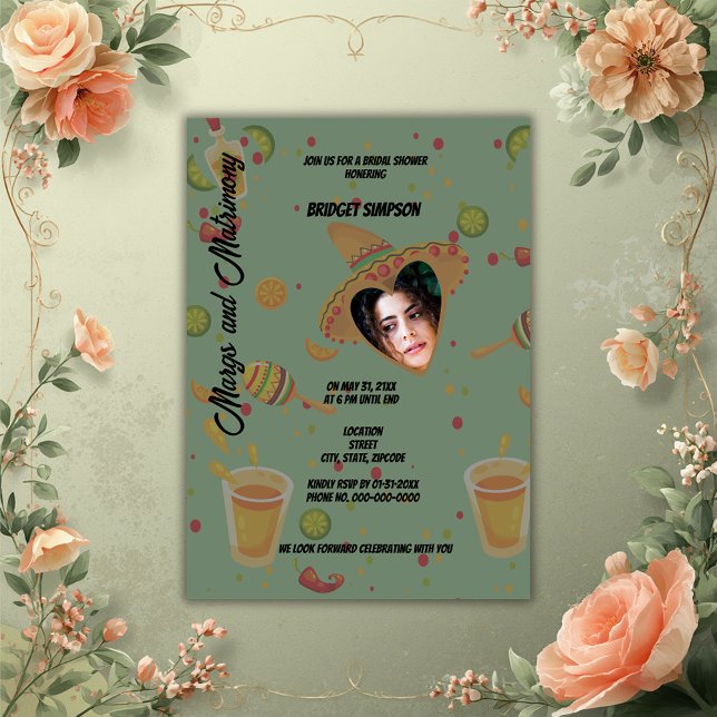 mexican margs and matrimony bridal shower photo invitation (Creator Uploaded)