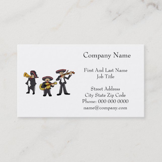Mexican Mariachi Band Fiesta Music Cartoon Art Business Card (Front)