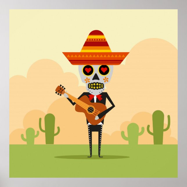 Mexican Mariachi Illustration Poster (Front)