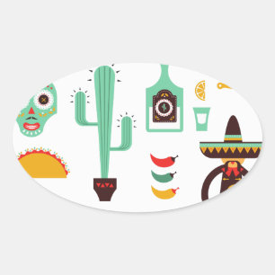 mexican mariachi oval sticker