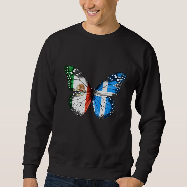 Mexican Martiniquais Flag Butterfly Sweatshirt (Front)