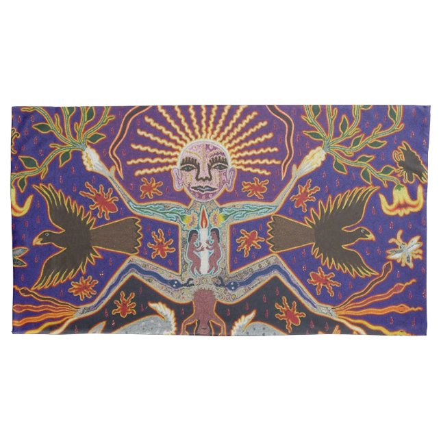 Mexican Mayan Aztec Goddess Ethnic Tribal Art Boho Pillowcase (Front)