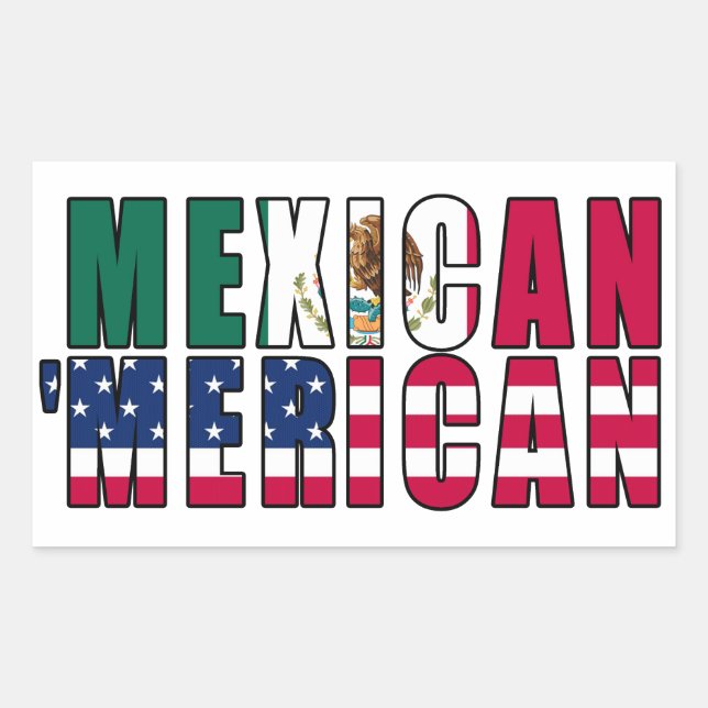 Mexican 'Merican Flags - Mexican American Rectangular Sticker (Front)