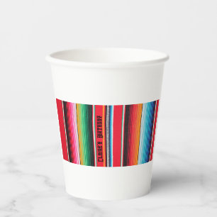 mexican mexico name poncho serape background  paper cups