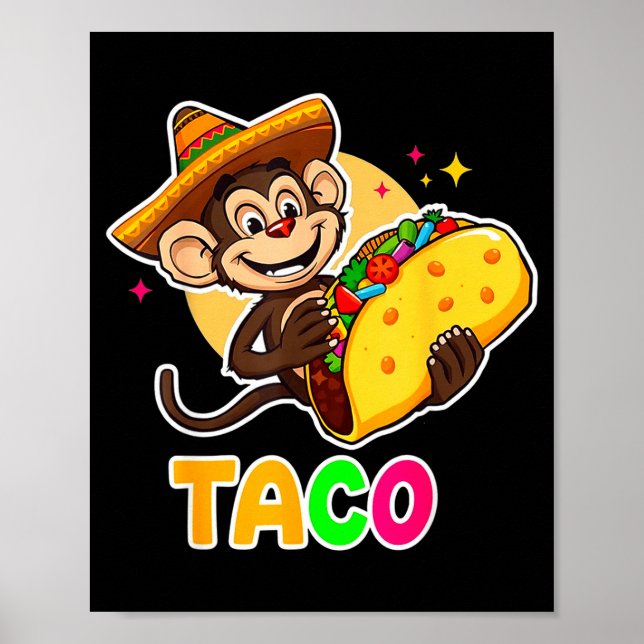 Mexican monkey sombrero taco el squatcho fun cinco poster (Front)