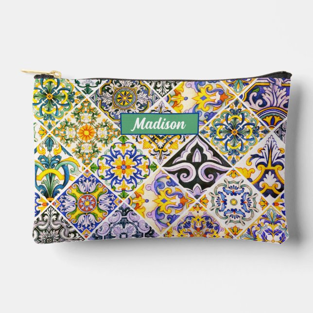 Mexican, Moroccan, Sicilian Mediterranean tiles  Accessory Pouch (Front)