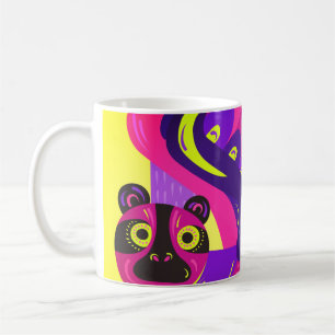 Mexican multi colour fox folk art on coffee mug