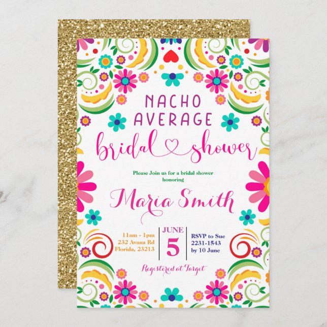 Mexican Nacho Average Bridal Shower Invitation (Front/Back)