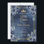 Mexican Navy Blue Roses 16th Birthday Quinceañera  Invitation<br><div class="desc">Mexican Navy Blue Roses 16th Birthday Quinceañera Invitation
Mis Quince Anos,  15th Birthday, </div>