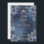 Mexican Navy Blue Roses 16th Birthday Quinceañera  Invitation<br><div class="desc">Mexican Navy Blue Roses 16th Birthday Quinceañera Invitation
Mis Quince Anos,  15th Birthday, </div>