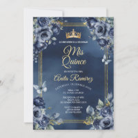 Mexican Navy Blue Roses 16th Birthday Quinceañera