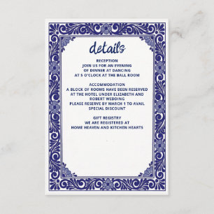 Mexican Navy Blue Talavera Wedding Enclosure Card