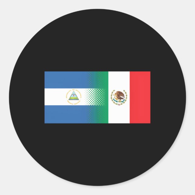 Mexican Nicaraguan Flag Mexico Nicaragua Classic Round Sticker (Front)