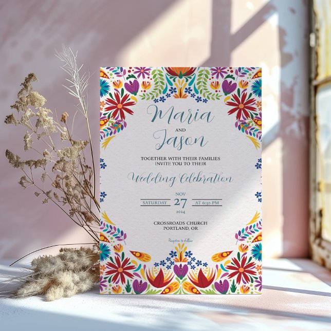 Mexican Nuestra Boda Flowers Botanical Wedding Invitation (Mexican Nuestra Boda Flowers Botanical Wedding Invitation)