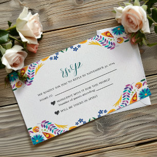Mexican Nuestra Boda Flowers Botanical Wedding RSVP Card