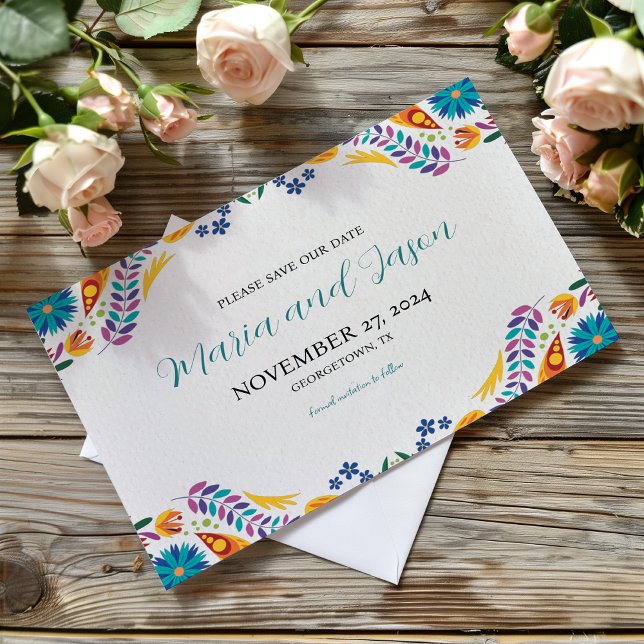 Mexican Nuestra Boda Flowers Botanical Wedding Save The Date (Mexican Nuestra Boda Flowers Botanical Wedding Save The Date)