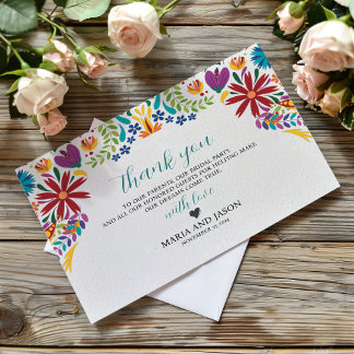 Mexican Nuestra Boda Flowers Botanical Wedding Thank You Card