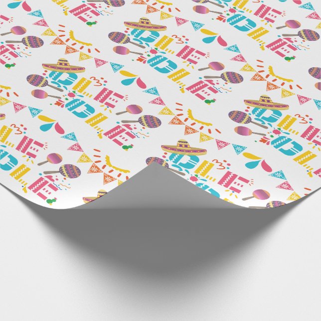 Mexican Ole Ole Party Colorful Wrapping Paper (Corner)