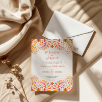 Mexican Orange Red Yellow Butterfly Floral Wedding