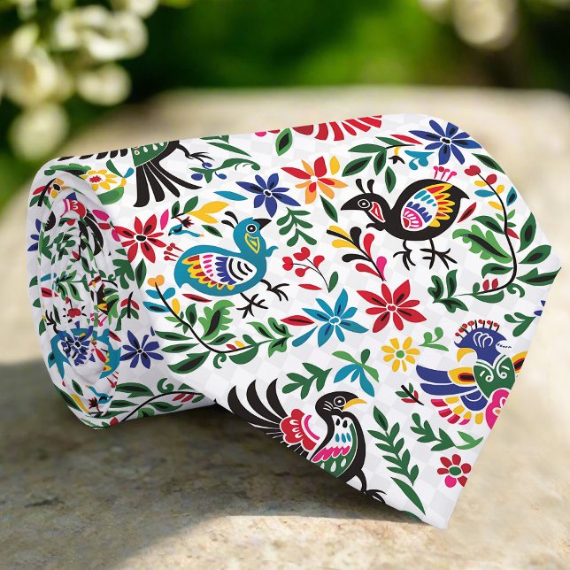 Mexican Otomi Animal  Foliage Motifs Borderline Tie (Creator Uploaded)