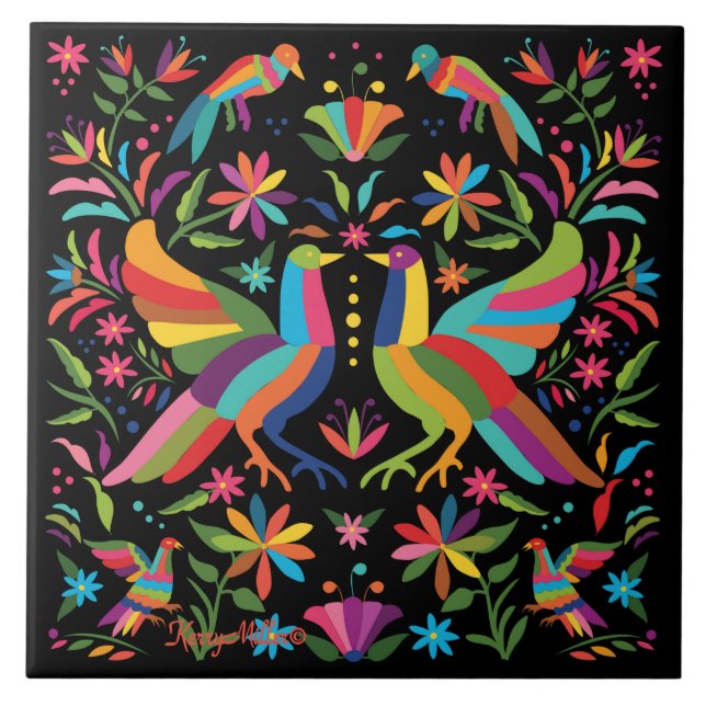 Mexican Otomi Ceramic Tile (Front)