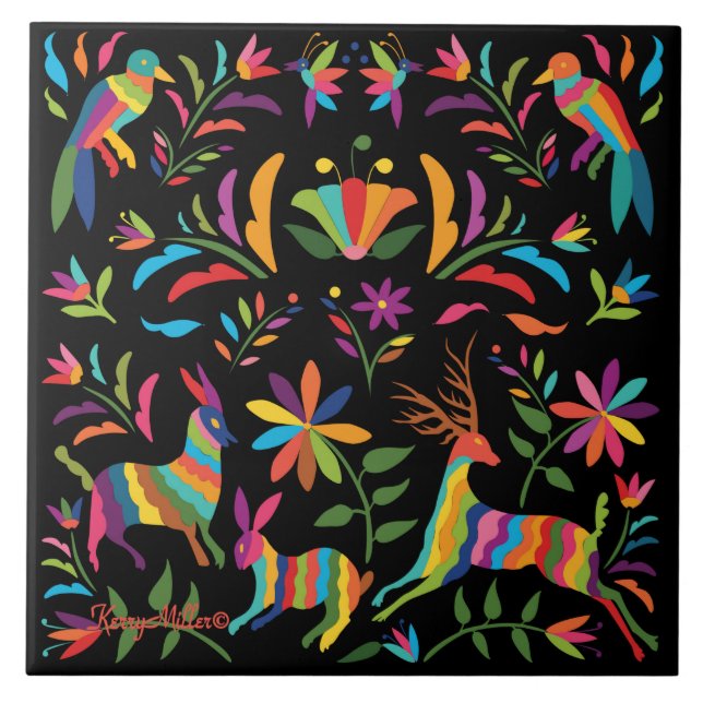 Mexican Otomi Ceramic Tile (Front)