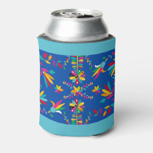 Mexican Otomi Design in Blues - Can Cooler