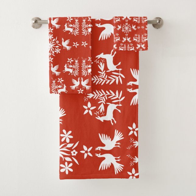 Mexican Otomi Home Decor Bath Towel Set (Insitu)